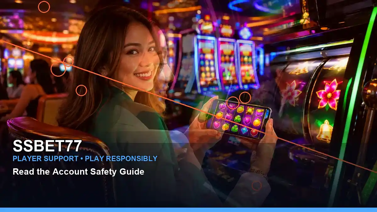 SSBET77 spin wheel guide for Philippine users, featuring layered reels, casino-style bonus visuals and responsible play reminders